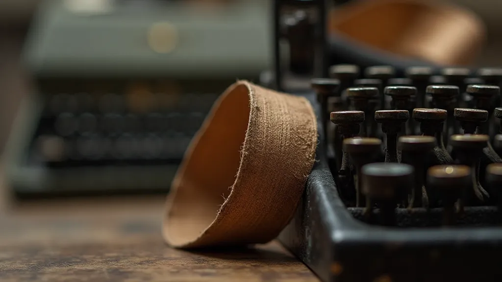 Close-up of a faded antique typewriter ribbon