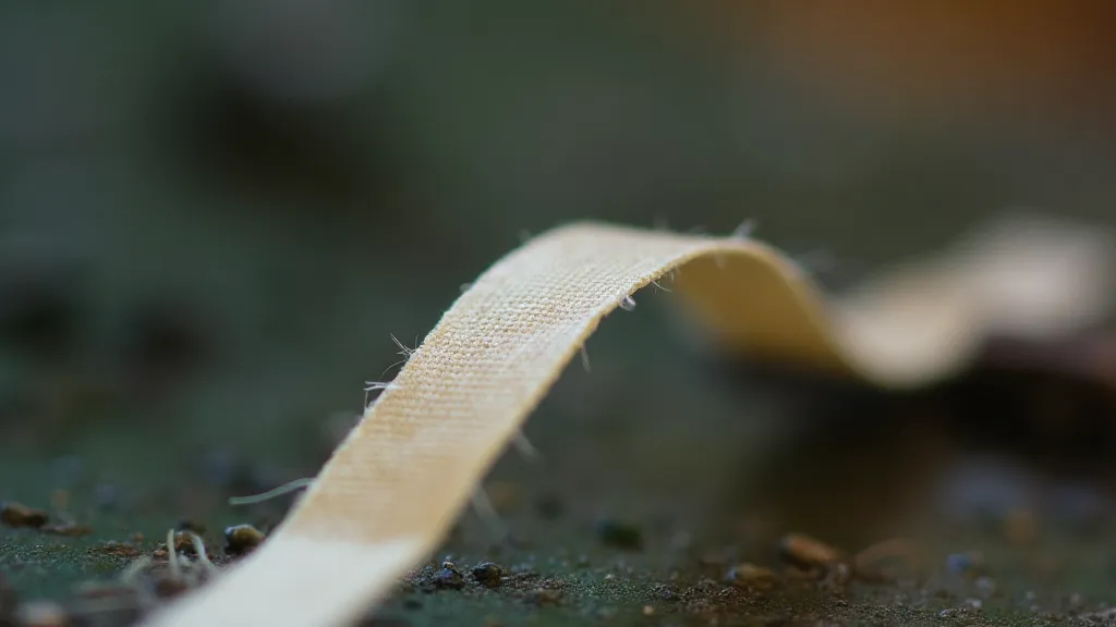 Close-up of a frayed typewriter ribbon edge