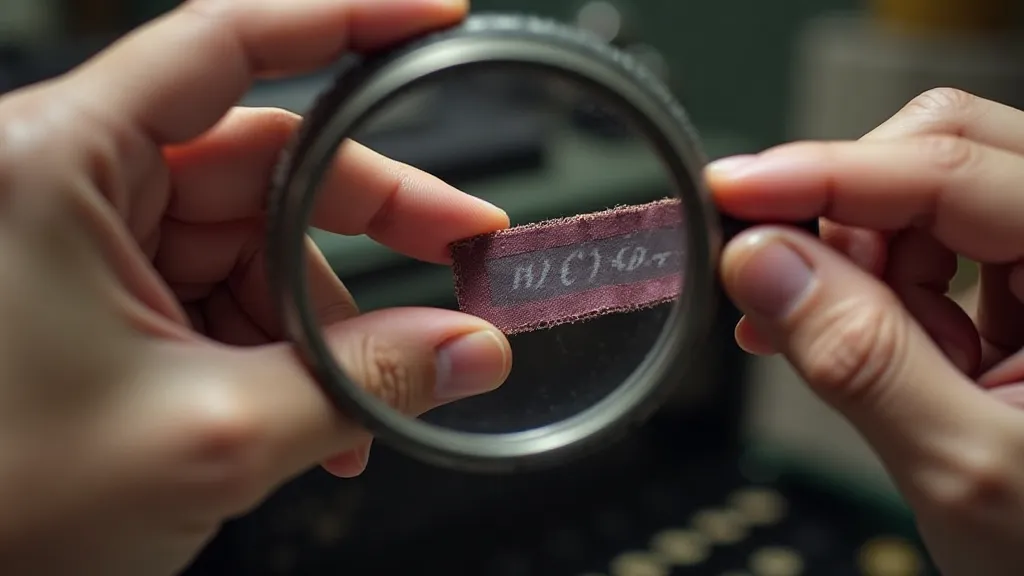 Person examining an antique typewriter ribbon