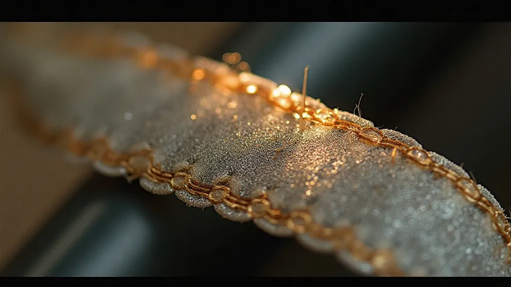 Macro view of ribbon threads