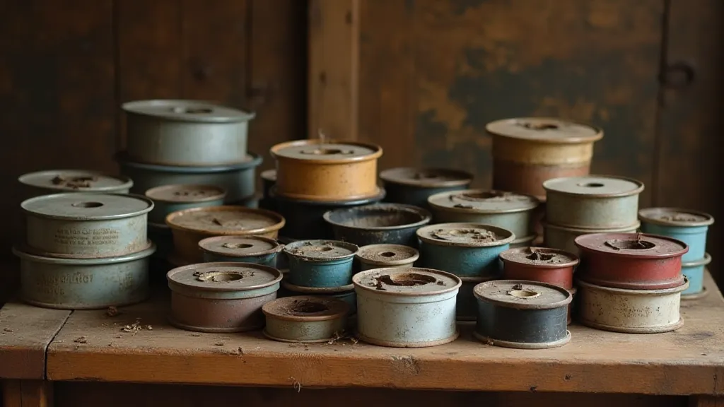 Collection of vintage typewriter ribbon spools