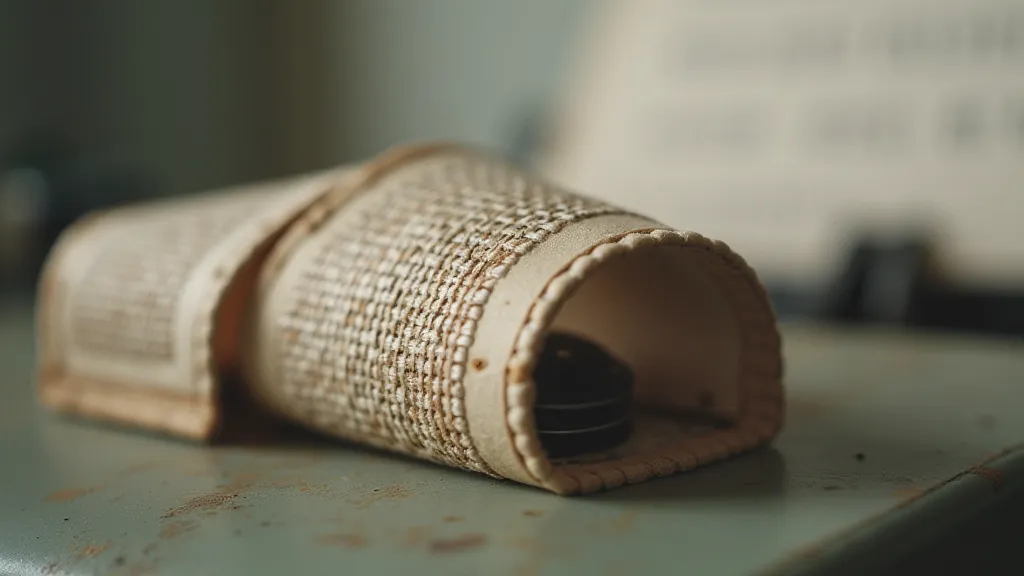 Macro view of a vintage typewriter ribbon